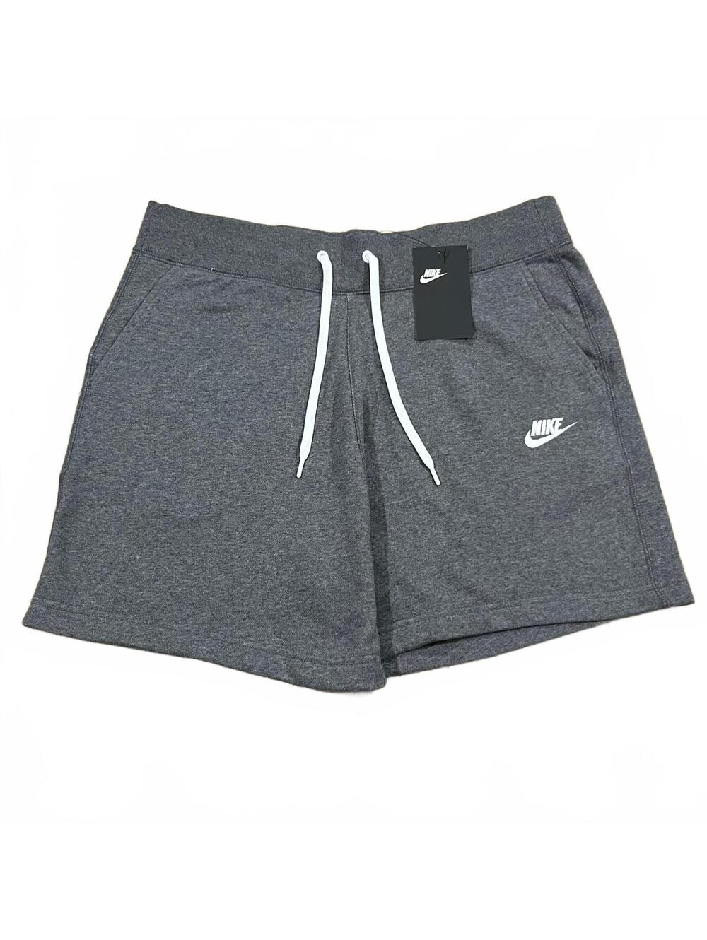 NWT Nike Womens Club Fleece Shorts Gray Size Large Drawstring Sweat Shorts New